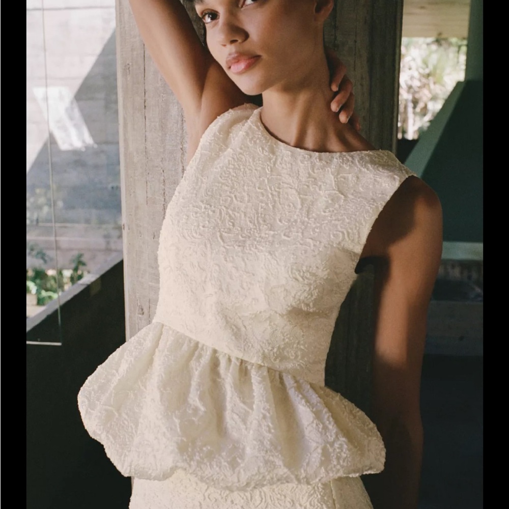Zara Cream Texture Peplum  Top